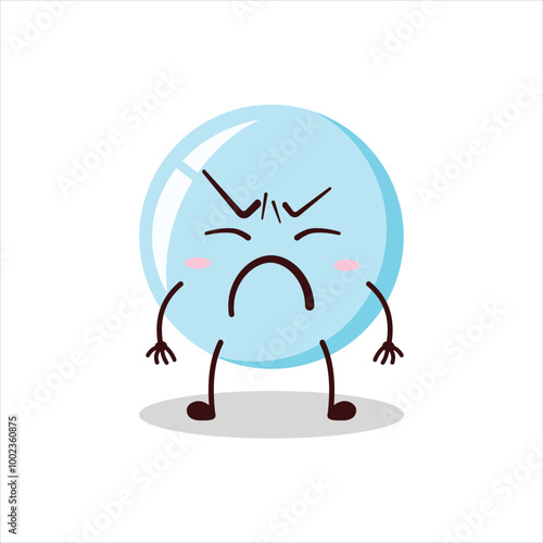 Cute annoyed expression of bubble cartoon character