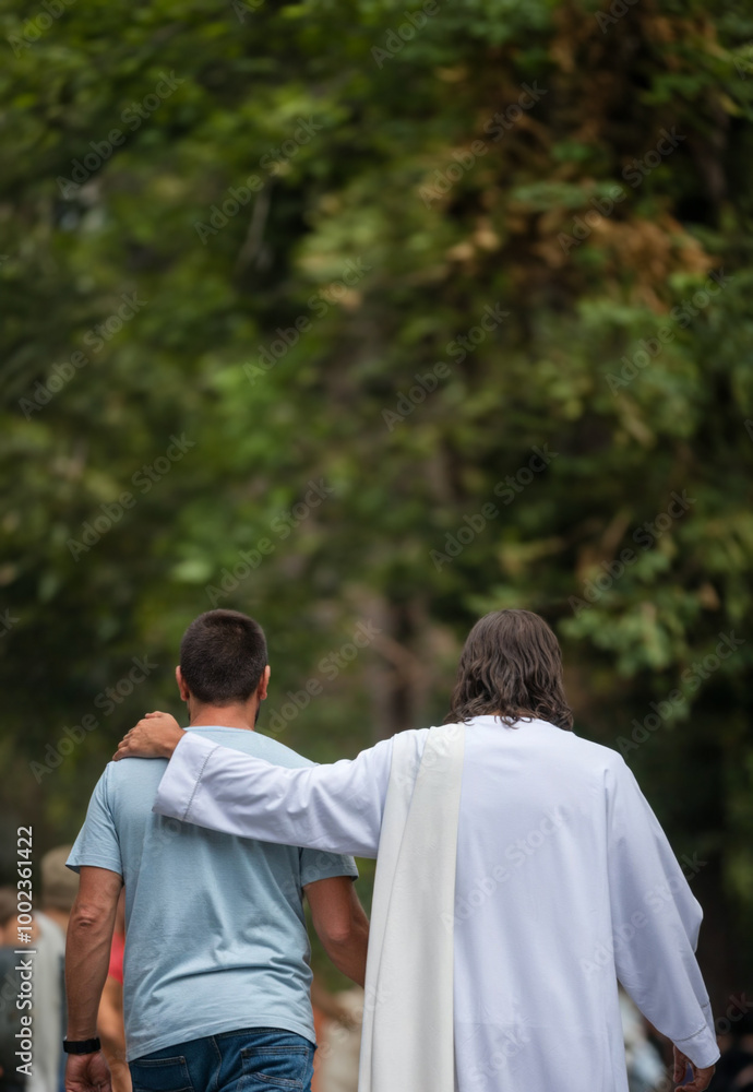 Jesus Walking Side by Side with a Christian Follower: A Powerful Depiction of Faith, Love, and God's Guidance on the Journey to Redemption and Eternal Spiritual Peace in Christian Life Jesus Walking Side by Side with a Christian Follower: A Powerful Depiction of Faith, Love, and God's Guidance on the Journey to Redemption and Eternal Spiritual Peace in Christian Life