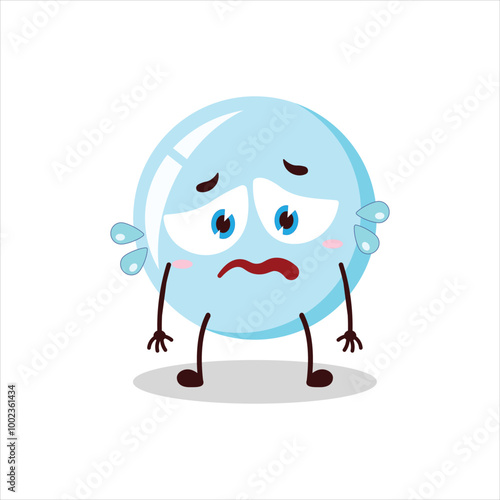 Cute depressed expression of bubble cartoon character