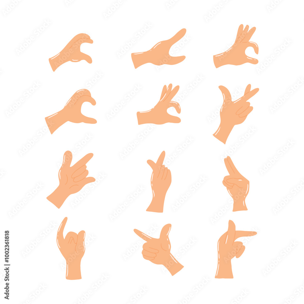 set of hand pose gesture love or heart element collection design set of hand pose gesture love or heart element collection design
