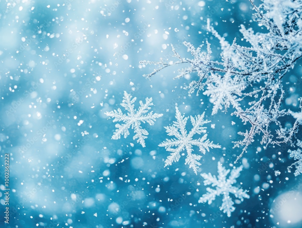 a close-up of delicate snowflakes falling on a cold winter morning, captured in sharp detail. a close-up of delicate snowflakes falling on a cold winter morning, captured in sharp detail.