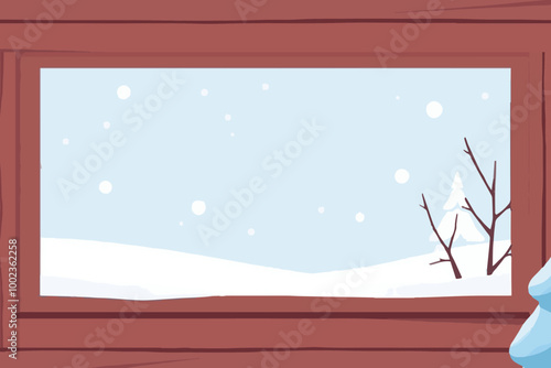 Winter snowfall background with frame on sky blue backdrop. white snowfall texture. wallpaper christmas, merry, vintage, banner, sale Vector 3d illustration.