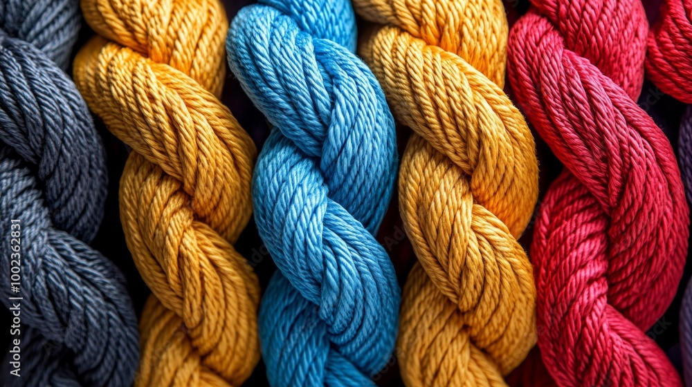 Colorful Skeins of Yarn Displayed in Rows at a Craft Store, Perfect for Knitting and Crochet Projects Colorful Skeins of Yarn Displayed in Rows at a Craft Store, Perfect for Knitting and Crochet Projects