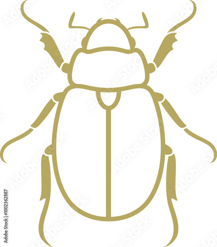 Scarab beetle outline. Isolated scarab beetle on white background