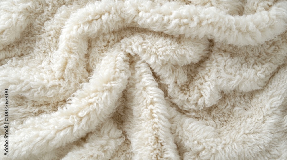 a curly wool-like fur texture, showing soft, dense curls in a creamy white, ideal for a cozy blanket or fabric design. a curly wool-like fur texture, showing soft, dense curls in a creamy white, ideal for a cozy blanket or fabric design.