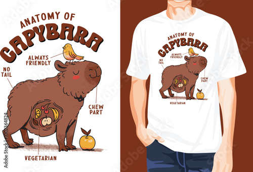 Cute capybara anatomy t-shirt