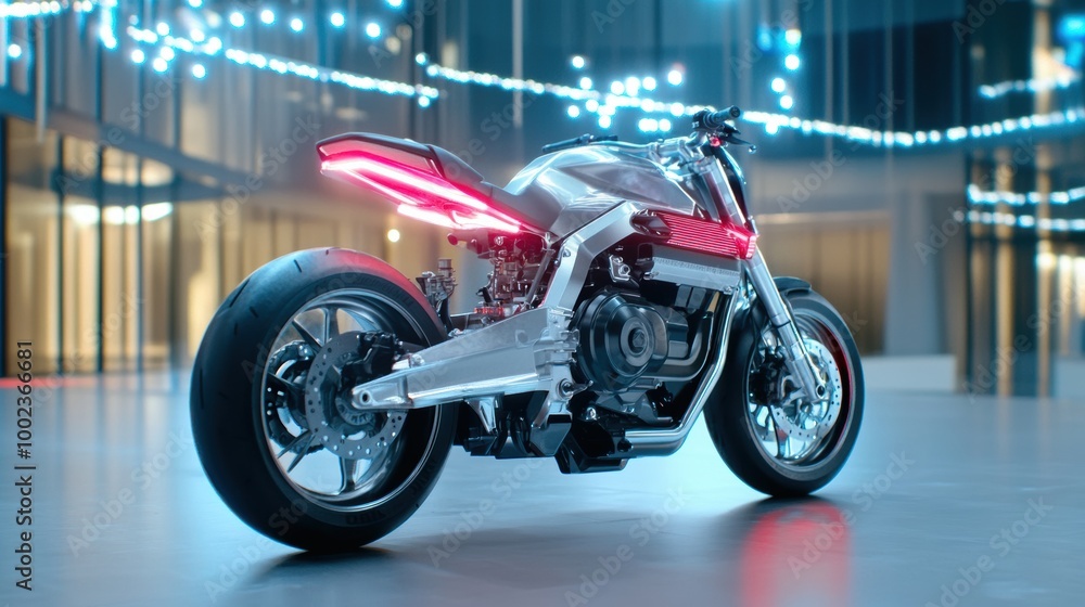 Futuristic Motorcycle Design in Urban Setting Futuristic Motorcycle Design in Urban Setting