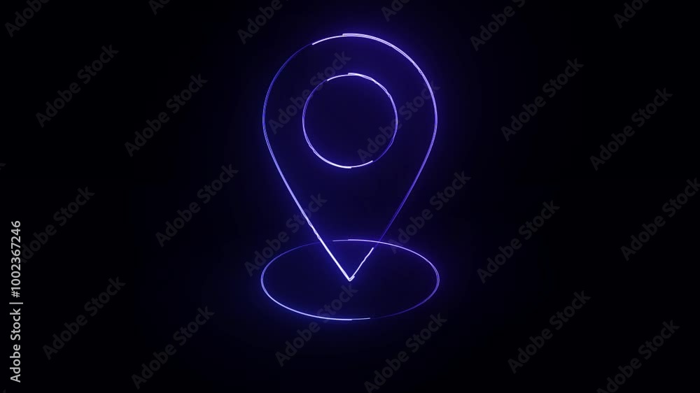 GPS  the sign Locetion icon blue color saber animetion.