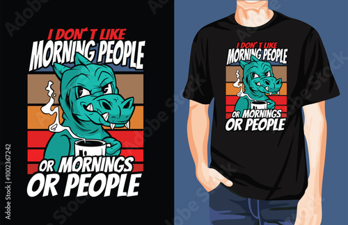 Dinosaur coffee t-shirt design unique idea