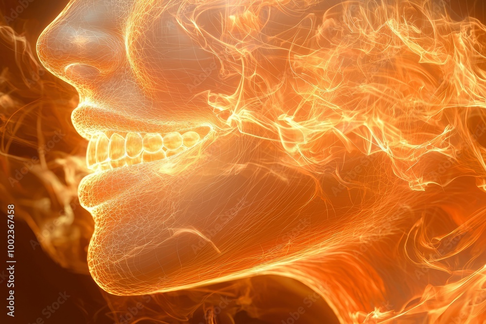 A Profile of a Woman's Face Rendered in Fiery Abstract Lines A Profile of a Woman's Face Rendered in Fiery Abstract Lines