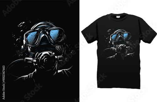 Diver Monochrome Realistic t-shirt