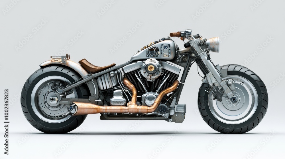 Custom Motorcycle with Unique Metallic Design Custom Motorcycle with Unique Metallic Design