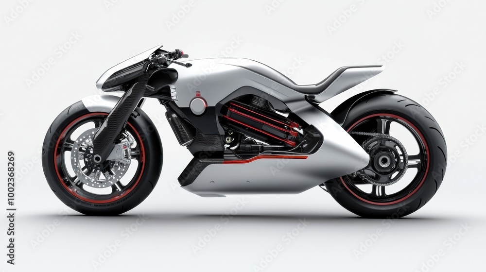 Sleek Modern Motorcycle Design with Red Accents Sleek Modern Motorcycle Design with Red Accents