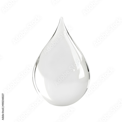 3D water drop shape isolated on transparent background