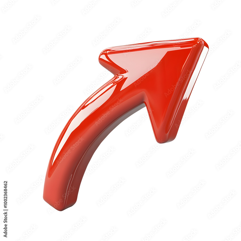 3D red bend arrow isolated on transparent background 3D red bend arrow isolated on transparent background