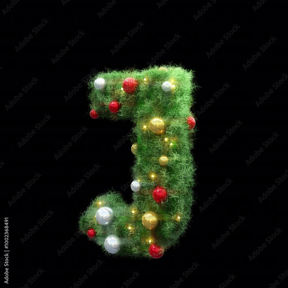 Letter J with Christmas decoration and glowing lights on a transparent background with alpha channel. Looped animation. English alphabet letter animation. Letter J with Christmas decoration and glowing lights on a transparent background with alpha channel. Looped animation. English alphabet letter animation.