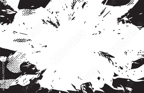 White rice in black on transparent background. Organic texture. Silhouette of rice flakes, spread on the flat surface or table