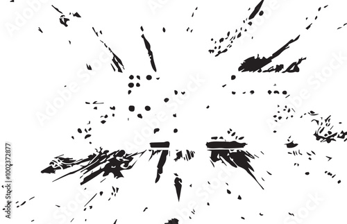 White rice in black on transparent background. Organic texture. Silhouette of rice flakes, spread on the flat surface or table