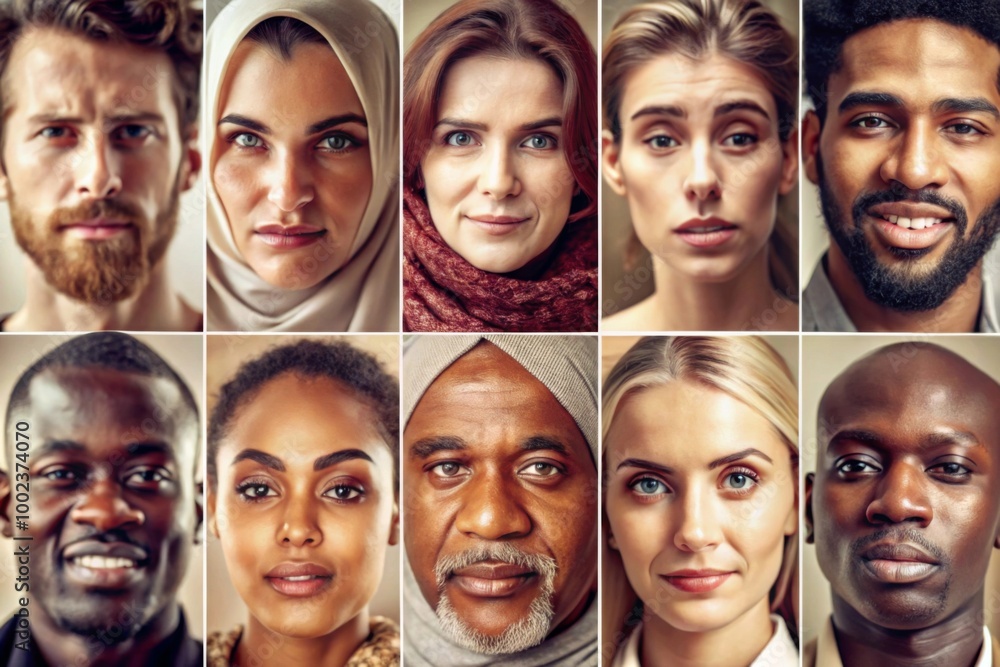 different portrait of men and women of diverse age and race. Combination of faces. Humanity. Concept of social equality, human rights, freedom, diversity, acceptance different portrait of men and women of diverse age and race. Combination of faces. Humanity. Concept of social equality, human rights, freedom, diversity, acceptance