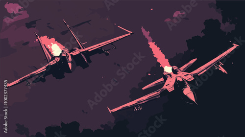 Illustration of a jet fighter. Air force. Military aircraft. Plane.