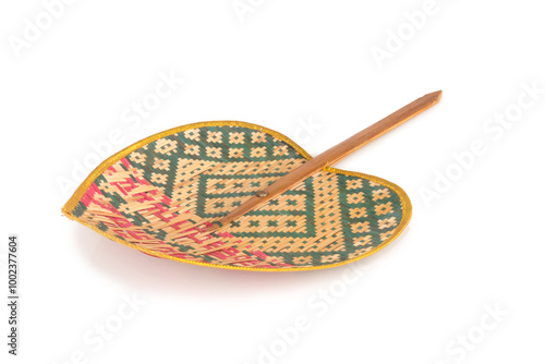 Hand fan isolated on white background thailand photo