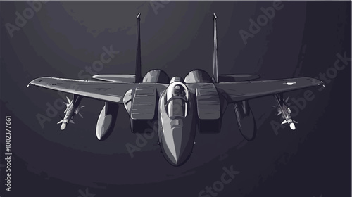 Illustration of a jet fighter. Air force. Military aircraft. Plane.