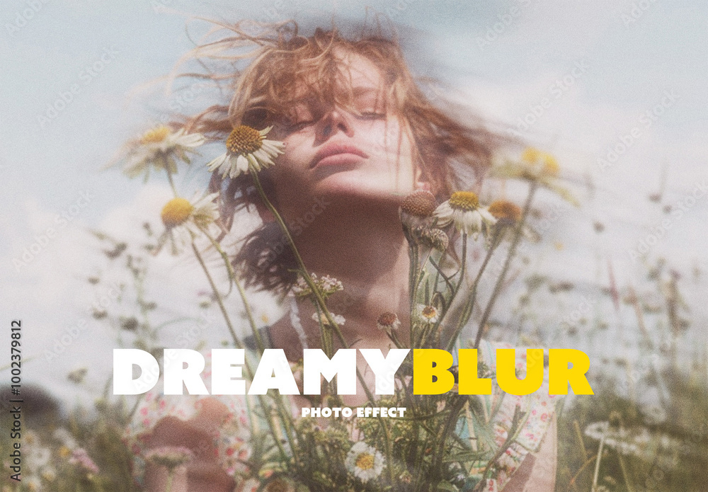 Modelo de Dreamy Motion Blur Photo Effect Mockup do Stock Adobe Stock