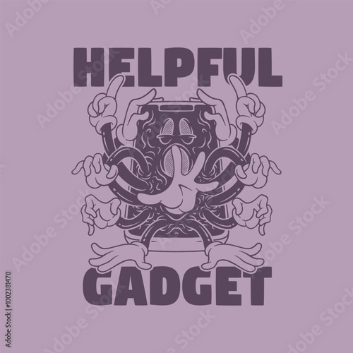 retro cartoon emblem of smartphone fiend