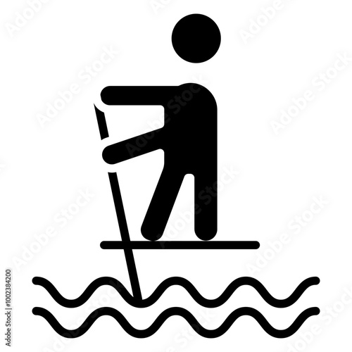Standup Paddleboarding Icon Style