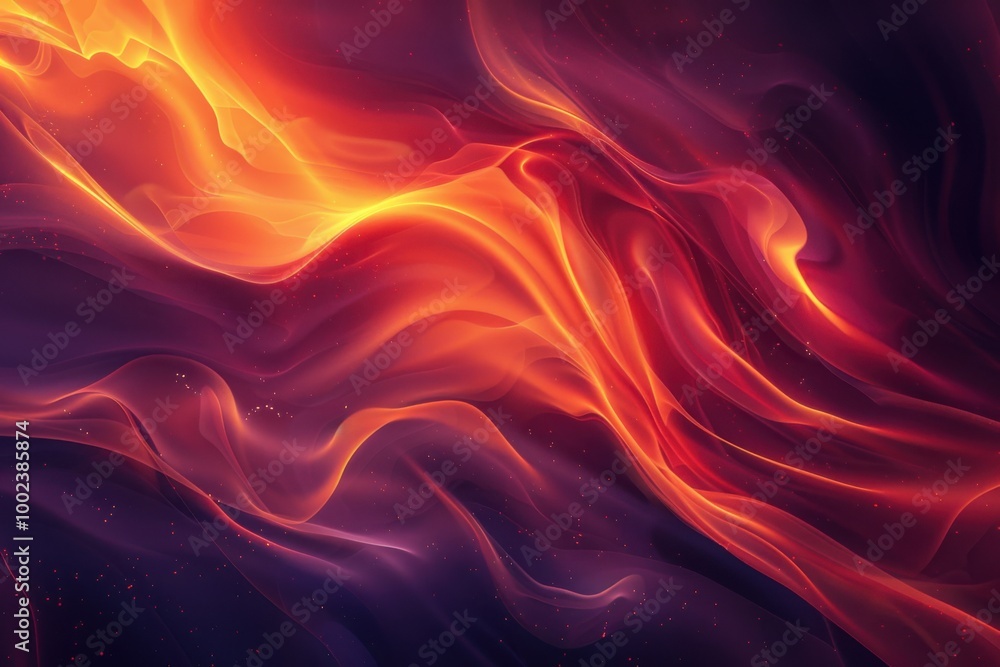 Obraz premium Fiery Abstract Waves of Orange and Red Hues Creating a Dynamic Digital Flame Design