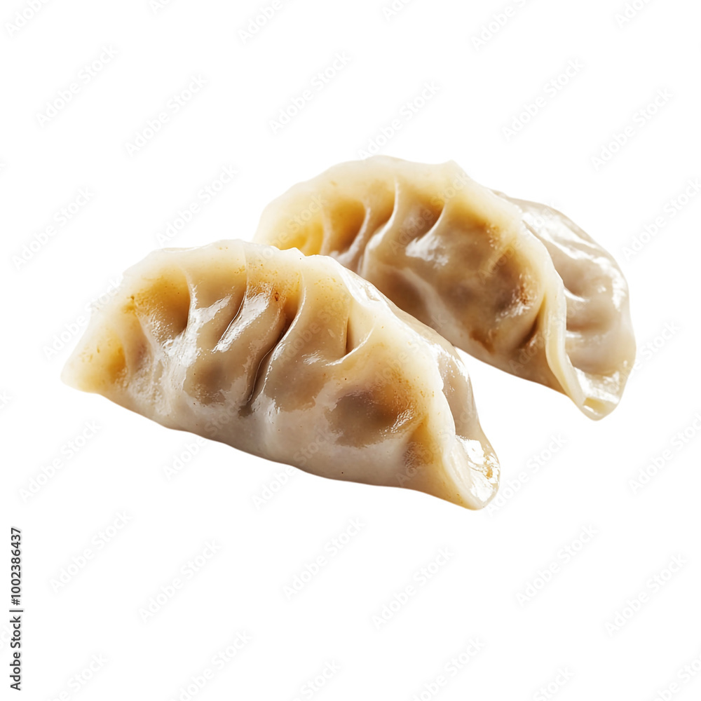 Close up of two dumplings isolated on transparent background Close up of two dumplings isolated on transparent background