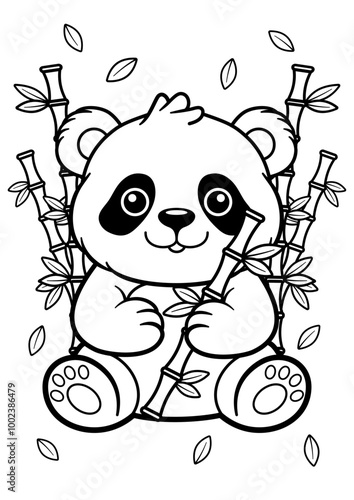 cute panda coloring page illustration