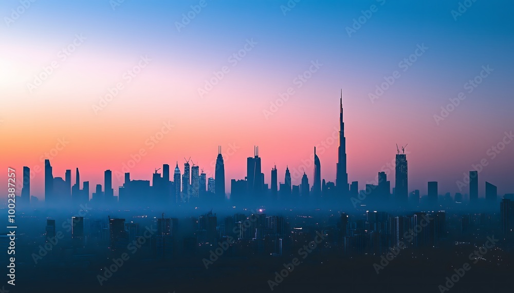 A minimalistic illustration of the skyline of a city A minimalistic illustration of the skyline of a city