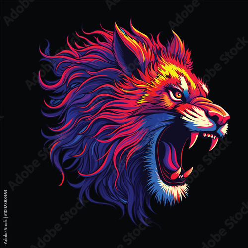 Wallpaper Mural Roaring lion vector illustration art Torontodigital.ca