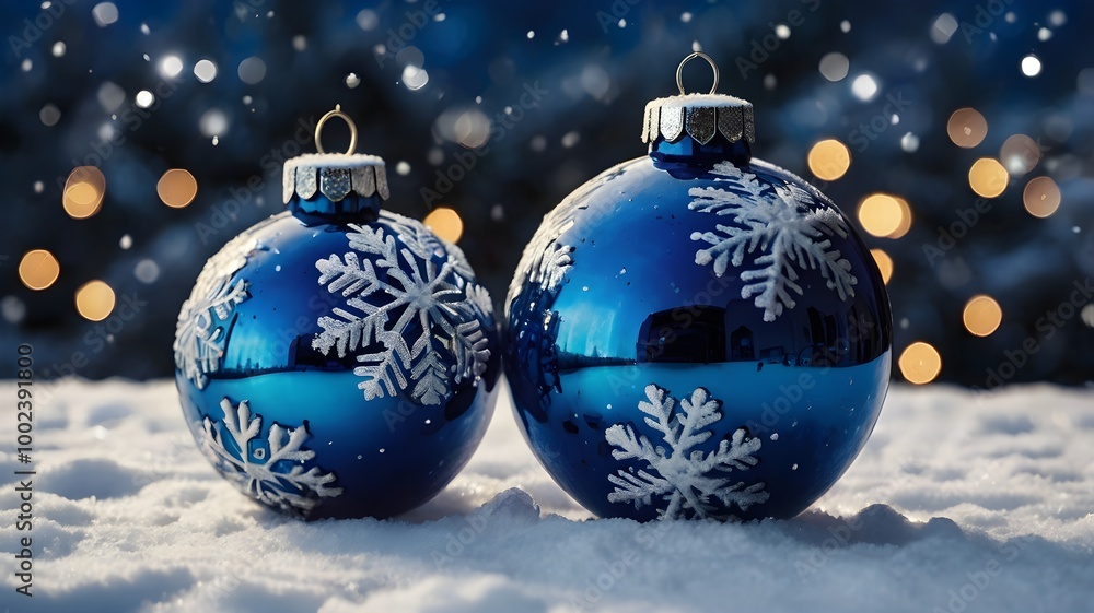 Christmas background. Christmas ornaments lying on the snow. Christmas background. Christmas ornaments lying on the snow.