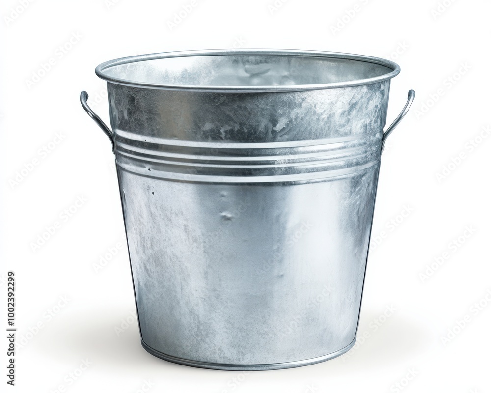 Metal Pail. Galvanised Bucket Container for Household Equipment Metal Pail. Galvanised Bucket Container for Household Equipment