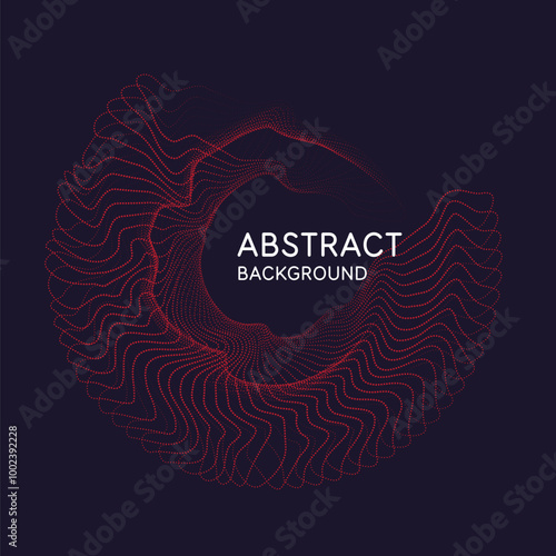 Abstract background with geometric shapes. Round particles form a graphic element. Geometric composition on a dark background.
