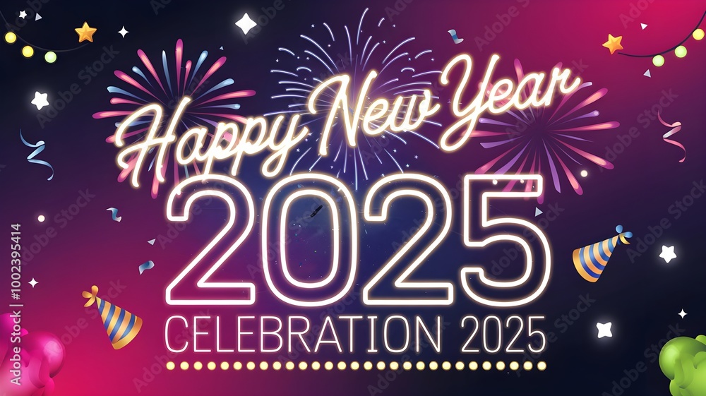 Happy New Year 2025, New Year's Eve firework Sparkler party celebration holiday greeting card background Happy New Year 2025, New Year's Eve firework Sparkler party celebration holiday greeting card background
