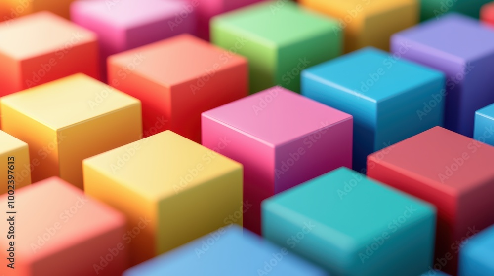 Whimsical Rainbow Cubes - Playful 3D Minimalist Design with Colorful Elements Whimsical Rainbow Cubes - Playful 3D Minimalist Design with Colorful Elements