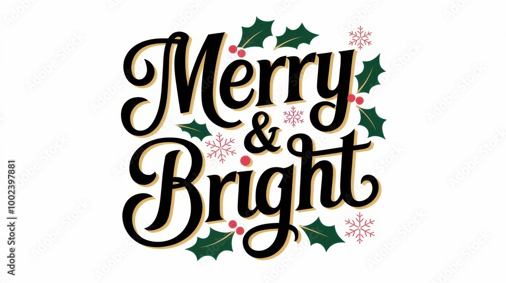 Merry and Bright festive typography design
Merry and Bright festive typography design