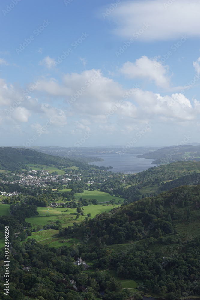 Fototapeta premium View from mountain in Lake District Cumbria