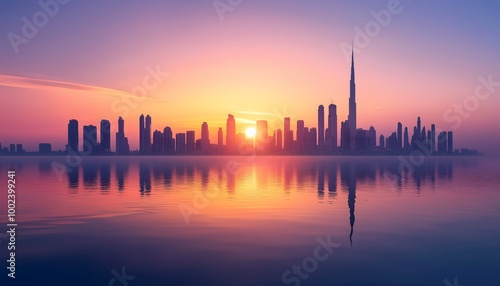 Wallpaper Mural A minimalistic cityscape during a sunrise Torontodigital.ca