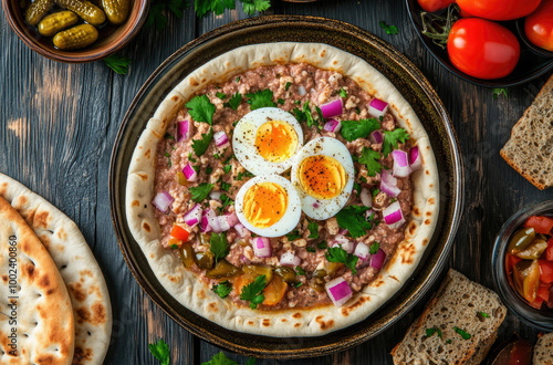 Egyptian Breakfast with Ful Medames and Boiled Eggs for a Traditional Experience photo