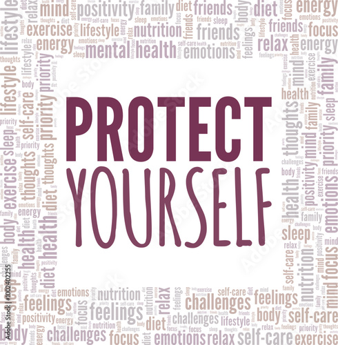 Protect Yourself word cloud conceptual design isolated on white background.