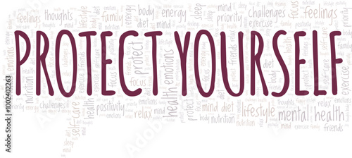 Protect Yourself word cloud conceptual design isolated on white background.
