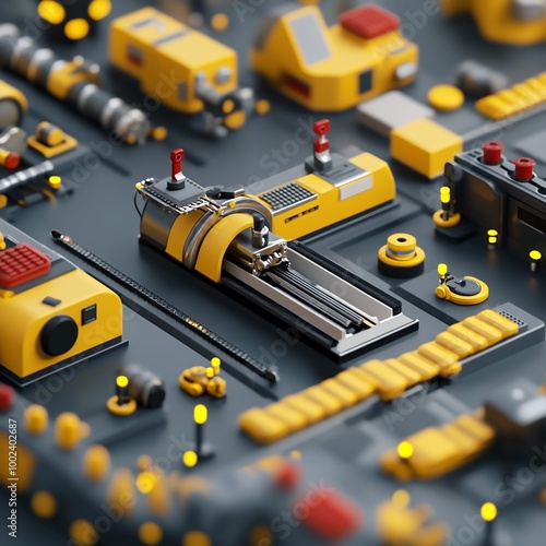 3D Assembly Line Icon: Industrial Production Illustration Logo