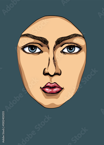 Woman face. Vector drawing icon