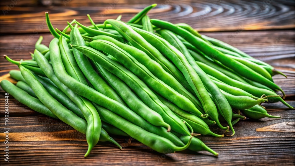 Lying on a wooden surface, fresh jack beans reveal their striking green color and distinctive texture, showcasing the beauty and freshness of nature's harvest. Lying on a wooden surface, fresh jack beans reveal their striking green color and distinctive texture, showcasing the beauty and freshness of nature's harvest.