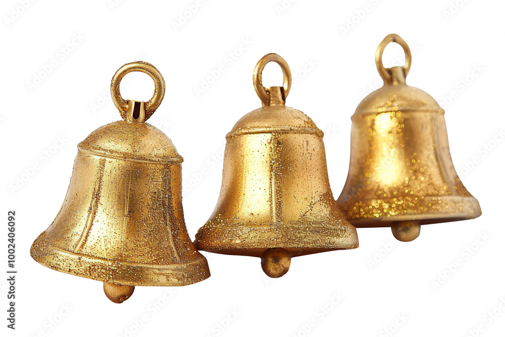 Golden Christmas bell ornament, isolated on transparent background. Golden Christmas bell ornament, isolated on transparent background.