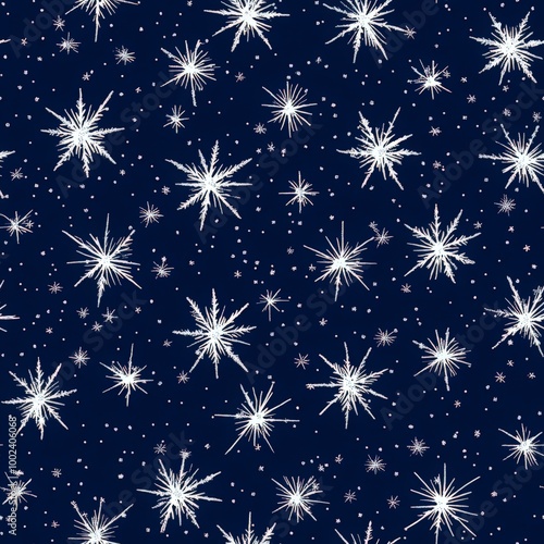 A blue and white pattern of snowflakes